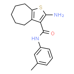 ChemSpider 2D Image | 2-amino-N-(3-methylphenyl)-4H,5H,6H,7H,8H-cyclohepta[b]thiophene-3-carboxamide | C17H20N2OS