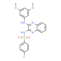 ChemSpider 2D Image | N-{3-[(3,5-Dimethoxyphenyl)amino]-2-quinoxalinyl}-4-fluorobenzenesulfonamide | C22H19FN4O4S