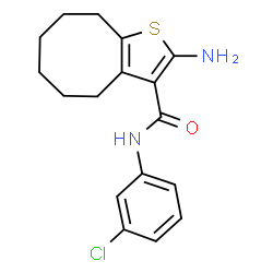 ChemSpider 2D Image | 2-amino-N-(3-chlorophenyl)-4H,5H,6H,7H,8H,9H-cycloocta[b]thiophene-3-carboxamide | C17H19ClN2OS