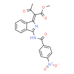 ChemSpider 2D Image | Methyl (2Z)-2-{3-[(4-nitrobenzoyl)amino]-1H-isoindol-1-ylidene}-3-oxobutanoate | C20H15N3O6