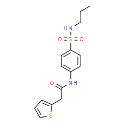 ChemSpider 2D Image | N-[4-(Propylsulfamoyl)phenyl]-2-(2-thienyl)acetamide | C15H18N2O3S2