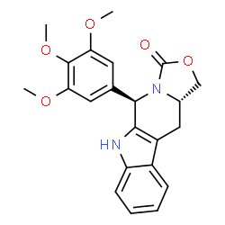 ChemSpider 2D Image | (5R,11aS)-5-(3,4,5-Trimethoxyphenyl)-5,6,11,11a-tetrahydro-1H-[1,3]oxazolo[3',4':1,6]pyrido[3,4-b]indol-3-one | C22H22N2O5