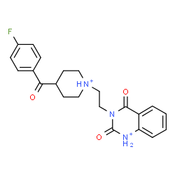 ChemSpider 2D Image | 3-{2-[4-(4-Fluorobenzoyl)-1-piperidiniumyl]ethyl}-2,4-dioxo-1,2,3,4-tetrahydroquinazolin-1-ium | C22H24FN3O3