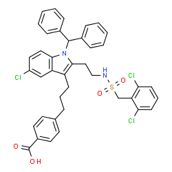 ChemSpider 2D Image | 4-{3-[5-Chloro-2-(2-{[(2,6-dichlorobenzyl)sulfonyl]amino}ethyl)-1-(diphenylmethyl)-1H-indol-3-yl]propyl}benzoic acid | C40H35Cl3N2O4S