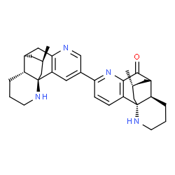 ChemSpider 2D Image | (1S,1'S,9S,9'R,10R,10'R,16R,16'R)-16,16'-Dimethyl-4,5'-bi(6,14-diazatetracyclo[7.5.3.0~1,10~.0~2,7~]heptadecane)-2,2',4,4',6,6'-hexaen-8'-one | C32H40N4O