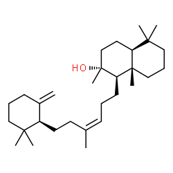 ChemSpider 2D Image | (1R,2R,4aS,8aS)-1-{(3Z)-6-[(1S)-2,2-Dimethyl-6-methylenecyclohexyl]-4-methyl-3-hexen-1-yl}-2,5,5,8a-tetramethyldecahydro-2-naphthalenol | C30H52O