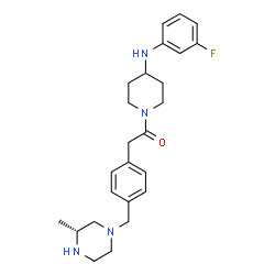 ChemSpider 2D Image | 1-{4-[(3-Fluorophenyl)amino]-1-piperidinyl}-2-(4-{[(3R)-3-methyl-1-piperazinyl]methyl}phenyl)ethanone | C25H33FN4O