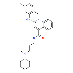 ChemSpider 2D Image | N-{3-[Cyclohexyl(methyl)amino]propyl}-2-[(2,5-dimethylphenyl)amino]-4-quinolinecarboxamide | C28H36N4O
