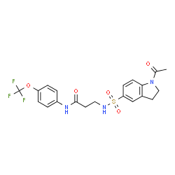 ChemSpider 2D Image | N~3~-[(1-Acetyl-2,3-dihydro-1H-indol-5-yl)sulfonyl]-N-[4-(trifluoromethoxy)phenyl]-beta-alaninamide | C20H20F3N3O5S