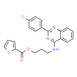 ChemSpider 2D Image | 3-{[2-(4-Chlorophenyl)-4-quinazolinyl]amino}propyl 2-thiophenecarboxylate | C22H18ClN3O2S