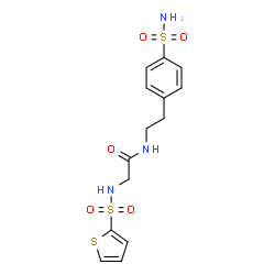 ChemSpider 2D Image | N-[2-(4-Sulfamoylphenyl)ethyl]-N~2~-(2-thienylsulfonyl)glycinamide | C14H17N3O5S3