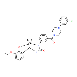 ChemSpider 2D Image | 10-(3-{[4-(3-Chlorophenyl)-1-piperazinyl]carbonyl}phenyl)-6-ethoxy-9-methyl-8-oxa-10,12-diazatricyclo[7.3.1.0~2,7~]trideca-2,4,6-trien-11-one | C30H31ClN4O4