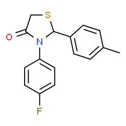 ChemSpider 2D Image | 3-(4-Fluorophenyl)-2-(4-methylphenyl)-1,3-thiazolidin-4-one | C16H14FNOS