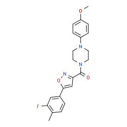 ChemSpider 2D Image | [5-(3-Fluoro-4-methylphenyl)-1,2-oxazol-3-yl][4-(4-methoxyphenyl)-1-piperazinyl]methanone | C22H22FN3O3