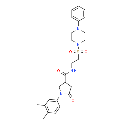 ChemSpider 2D Image | 1-(3,4-Dimethylphenyl)-5-oxo-N-{2-[(4-phenyl-1-piperazinyl)sulfonyl]ethyl}-3-pyrrolidinecarboxamide | C25H32N4O4S