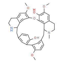 ChemSpider 2D Image | 9,20,25-Trimethoxy-15-methyl-23-oxa-15,30-diazaheptacyclo[22.6.2.1~3,7~.1~8,12~.1~14,18~.0~22,33~.0~27,31~]pentatriaconta-3(35),4,6,8(34),9,11,18(33),19,21,24,26,31-dodecaene-6,21-diol | C36H38N2O6