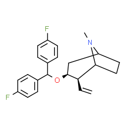 ChemSpider 2D Image | (2R,3S)-3-[Bis(4-fluorophenyl)methoxy]-8-methyl-2-vinyl-8-azabicyclo[3.2.1]octane | C23H25F2NO