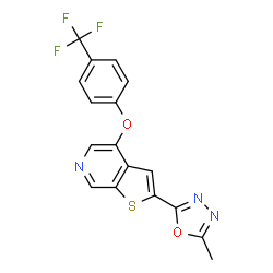 ChemSpider 2D Image | 2-(5-Methyl-1,3,4-oxadiazol-2-yl)-4-[4-(trifluoromethyl)phenoxy]thieno[2,3-c]pyridine | C17H10F3N3O2S