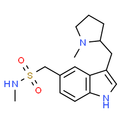 ChemSpider 2D Image | N-methyl-3-((1-methylpyrrolidin-2-yl)methyl)-1H-indole-5-methanesulfonamide | C16H23N3O2S