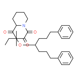 ChemSpider 2D Image | 1,7-Diphenyl-4-heptanyl 1-(3,3-dimethyl-2-oxopentanoyl)-2-piperidinecarboxylate | C32H43NO4