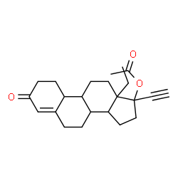 ChemSpider 2D Image | 13-Ethyl-17-ethynyl-3-oxo-2,3,6,7,8,9,10,11,12,13,14,15,16,17-tetradecahydro-1H-cyclopenta[a]phenanthren-17-yl acetate | C23H30O3