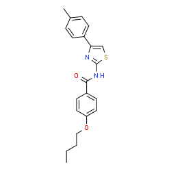 ChemSpider 2D Image | 4-Butoxy-N-[4-(4-methylphenyl)-1,3-thiazol-2-yl]benzamide | C21H22N2O2S