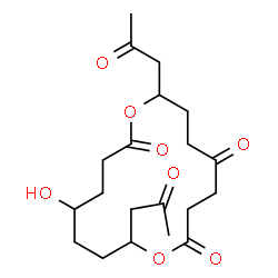 ChemSpider 2D Image | 13-Hydroxy-8,16-bis(2-oxopropyl)-1,9-dioxacyclohexadecane-2,5,10-trione | C20H30O8