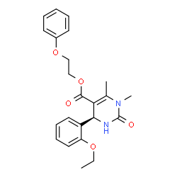 ChemSpider 2D Image | 2-Phenoxyethyl (4S)-4-(2-ethoxyphenyl)-1,6-dimethyl-2-oxo-1,2,3,4-tetrahydro-5-pyrimidinecarboxylate | C23H26N2O5
