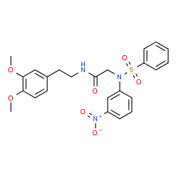 ChemSpider 2D Image | N-[2-(3,4-Dimethoxyphenyl)ethyl]-N~2~-(3-nitrophenyl)-N~2~-(phenylsulfonyl)glycinamide | C24H25N3O7S