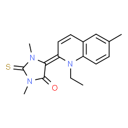 ChemSpider 2D Image | (5E)-5-(1-Ethyl-6-methyl-2(1H)-quinolinylidene)-1,3-dimethyl-2-thioxo-4-imidazolidinone | C17H19N3OS
