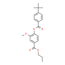 ChemSpider 2D Image | Propyl 3-methoxy-4-{[4-(2-methyl-2-propanyl)benzoyl]oxy}benzoate | C22H26O5