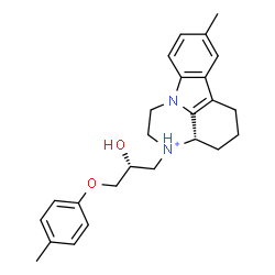ChemSpider 2D Image | (3aS)-3-[(2R)-2-Hydroxy-3-(4-methylphenoxy)propyl]-8-methyl-2,3,3a,4,5,6-hexahydro-1H-pyrazino[3,2,1-jk]carbazol-3-ium | C25H31N2O2