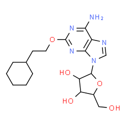 ChemSpider 2D Image | 2-(2-Cyclohexylethoxy)-9-pentofuranosyl-9H-purin-6-amine | C18H27N5O5
