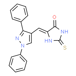 ChemSpider 2D Image | (5Z)-5-[(1,3-Diphenyl-1H-pyrazol-4-yl)methylene]-2-thioxo-4-imidazolidinone | C19H14N4OS
