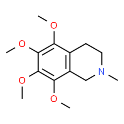 ChemSpider 2D Image | 5,6,7,8-Tetramethoxy-2-methyl-1,2,3,4-tetrahydroisoquinoline | C14H21NO4