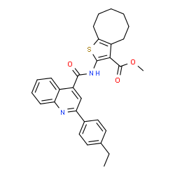 ChemSpider 2D Image | Methyl 2-({[2-(4-ethylphenyl)-4-quinolinyl]carbonyl}amino)-4,5,6,7,8,9-hexahydrocycloocta[b]thiophene-3-carboxylate | C30H30N2O3S