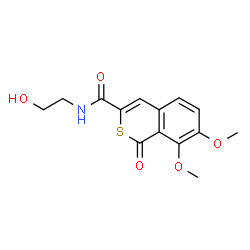ChemSpider 2D Image | N-(2-Hydroxyethyl)-7,8-dimethoxy-1-oxo-1H-isothiochromene-3-carboxamide | C14H15NO5S