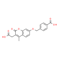 ChemSpider 2D Image | 4-({[3-(Carboxymethyl)-4-methyl-2-oxo-2H-chromen-7-yl]oxy}methyl)benzoic acid | C20H16O7