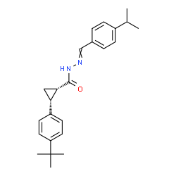 ChemSpider 2D Image | (1S,2R)-N'-(4-Isopropylbenzylidene)-2-[4-(2-methyl-2-propanyl)phenyl]cyclopropanecarbohydrazide | C24H30N2O