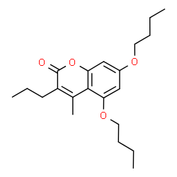 ChemSpider 2D Image | 5,7-Dibutoxy-4-methyl-3-propyl-chromen-2-one | C21H30O4