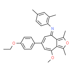 ChemSpider 2D Image | (4E)-N-(2,4-Dimethylphenyl)-6-(4-ethoxyphenyl)-8-methoxy-1,3-dimethyl-4H-cyclohepta[c]furan-4-imine | C28H29NO3