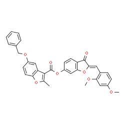 ChemSpider 2D Image | (2Z)-2-(2,4-Dimethoxybenzylidene)-3-oxo-2,3-dihydro-1-benzofuran-6-yl 5-(benzyloxy)-2-methyl-1-benzofuran-3-carboxylate | C34H26O8