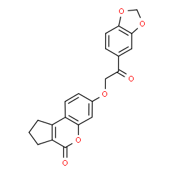 ChemSpider 2D Image | 7-[2-(1,3-Benzodioxol-5-yl)-2-oxoethoxy]-2,3-dihydrocyclopenta[c]chromen-4(1H)-one | C21H16O6