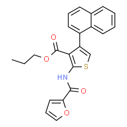ChemSpider 2D Image | Propyl 2-(2-furoylamino)-4-(1-naphthyl)-3-thiophenecarboxylate | C23H19NO4S