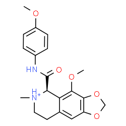 ChemSpider 2D Image | (5R)-4-Methoxy-5-[(4-methoxyphenyl)carbamoyl]-6-methyl-5,6,7,8-tetrahydro[1,3]dioxolo[4,5-g]isoquinolin-6-ium | C20H23N2O5