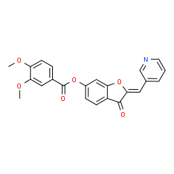 ChemSpider 2D Image | (2Z)-3-Oxo-2-(3-pyridinylmethylene)-2,3-dihydro-1-benzofuran-6-yl 3,4-dimethoxybenzoate | C23H17NO6