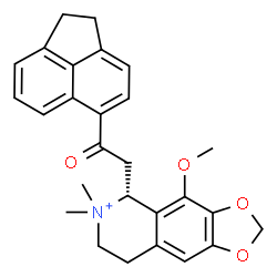 ChemSpider 2D Image | (5R)-5-[2-(1,2-Dihydro-5-acenaphthylenyl)-2-oxoethyl]-4-methoxy-6,6-dimethyl-5,6,7,8-tetrahydro[1,3]dioxolo[4,5-g]isoquinolin-6-ium | C27H28NO4
