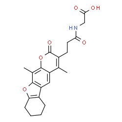 ChemSpider 2D Image | N-[3-(4,11-Dimethyl-2-oxo-6,7,8,9-tetrahydro-2H-[1]benzofuro[3,2-g]chromen-3-yl)propanoyl]glycine | C22H23NO6