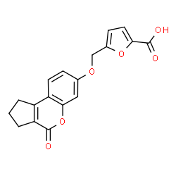 ChemSpider 2D Image | 5-{[(4-Oxo-1,2,3,4-tetrahydrocyclopenta[c]chromen-7-yl)oxy]methyl}-2-furoic acid | C18H14O6