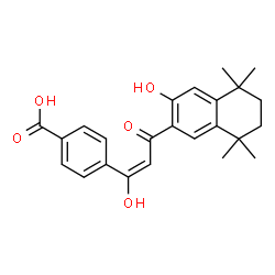 ChemSpider 2D Image | 4-(1-Hydroxy-3-oxo-3-(5,6,7,8-tetrahydro-3-hydroxy-5,5,8,8-tetramethyl-2-naphthalenyl)-1-propenyl)benzoic acid | C24H26O5